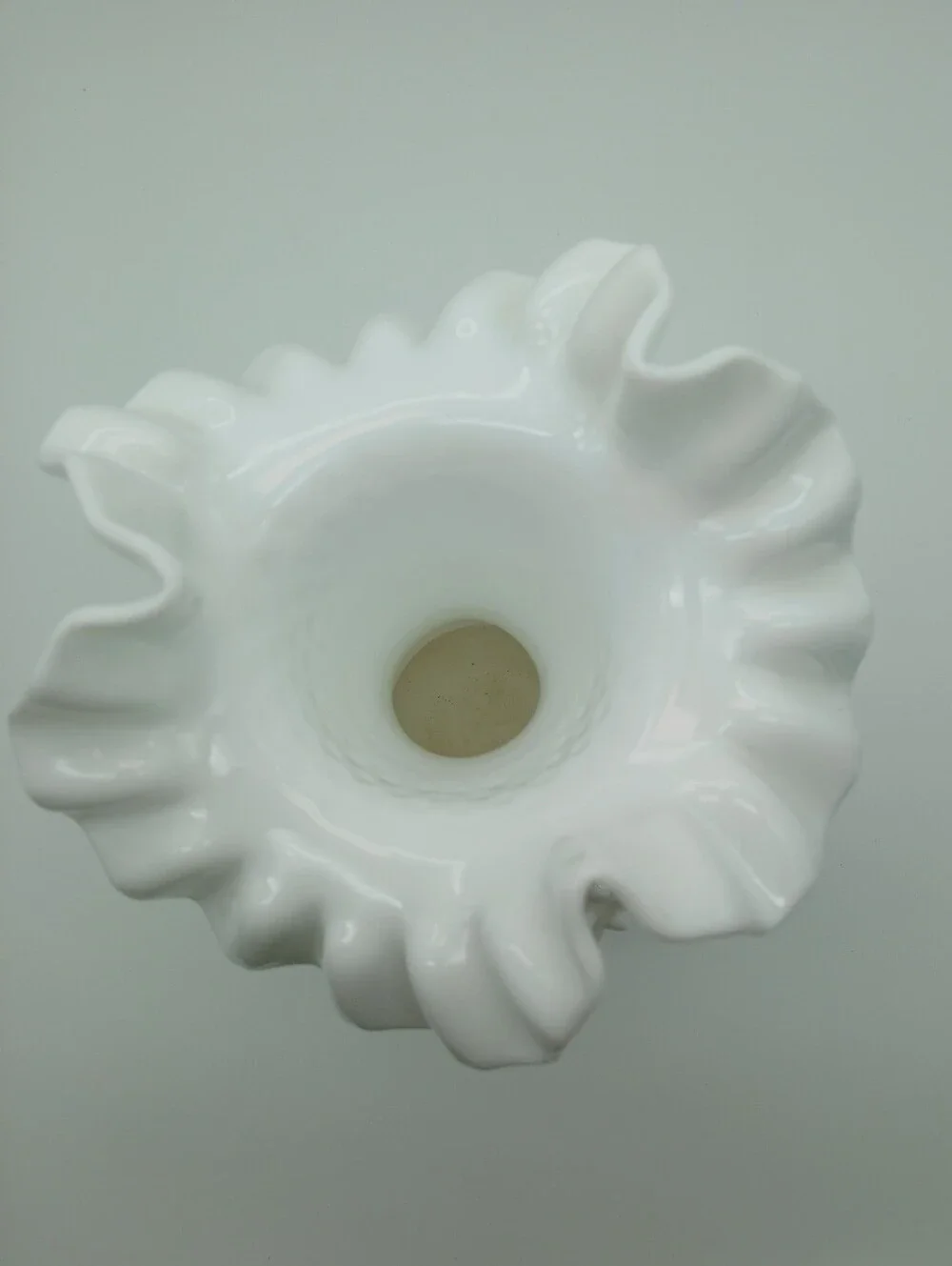 Fenton White Hobnail Ruffled Milk Glass Vase